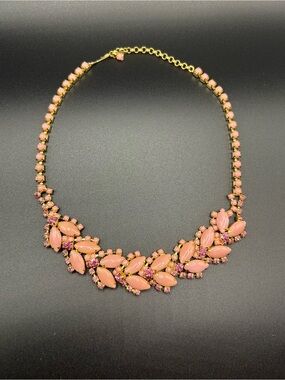 Vintage Pink Moonstone Pink Rhinestone matching earrings Necklace